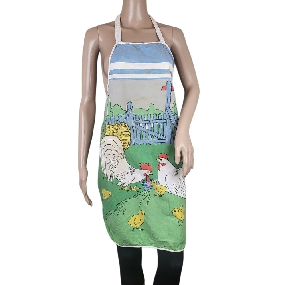 Vintage Farmhouse Chicken Rooster Apron Cute Country Kitchen Cooking Accessory